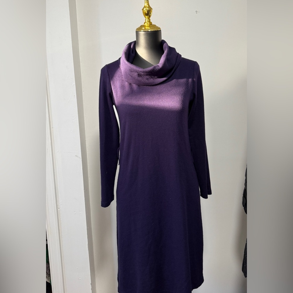 Nina Leonard Deep‎ Purple Cowl Neck Dress